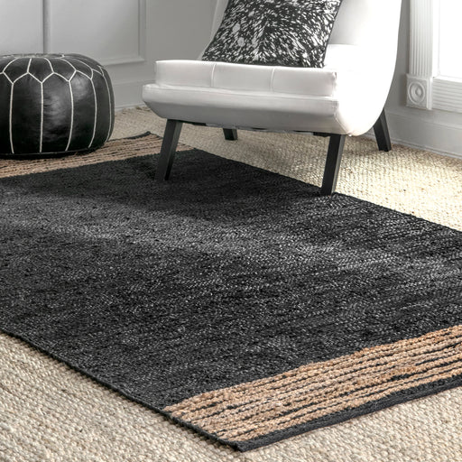 Jute Leather Area Rug 160x230 cm Grey