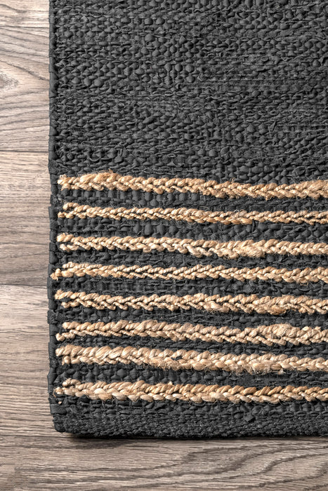 Jute Leather Area Rug 160x230 cm Grey