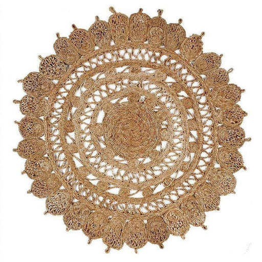 Jute Plain Hand-Woven Flatweave Natural/Brown/Cream Round Rug