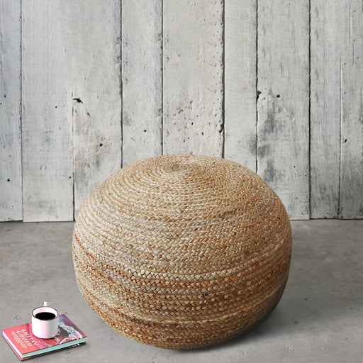 Jute puff håndvevd naturfiber sittealternativ