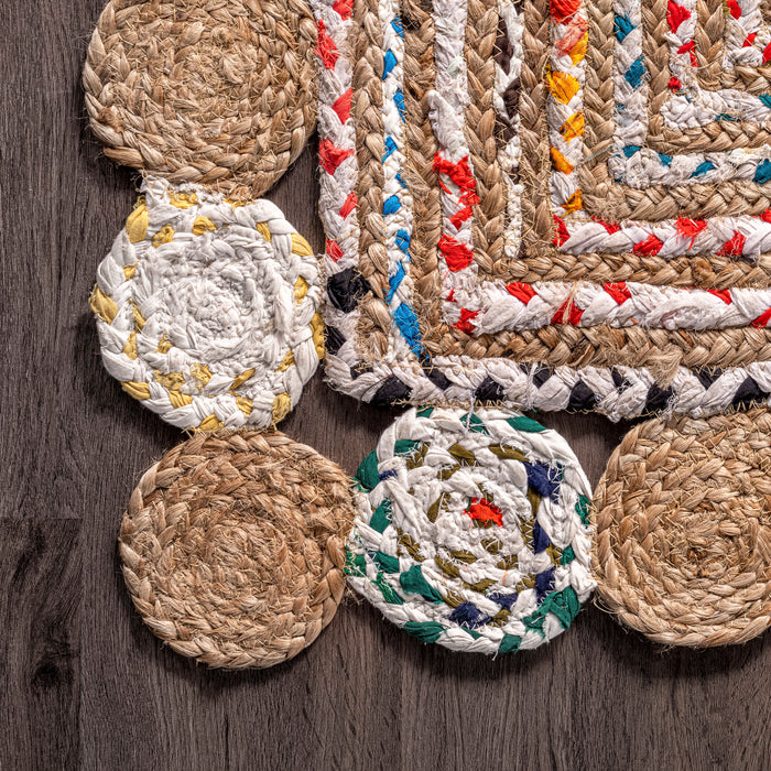 Jute Rainbow Area Rug 120 cm Ivory Color