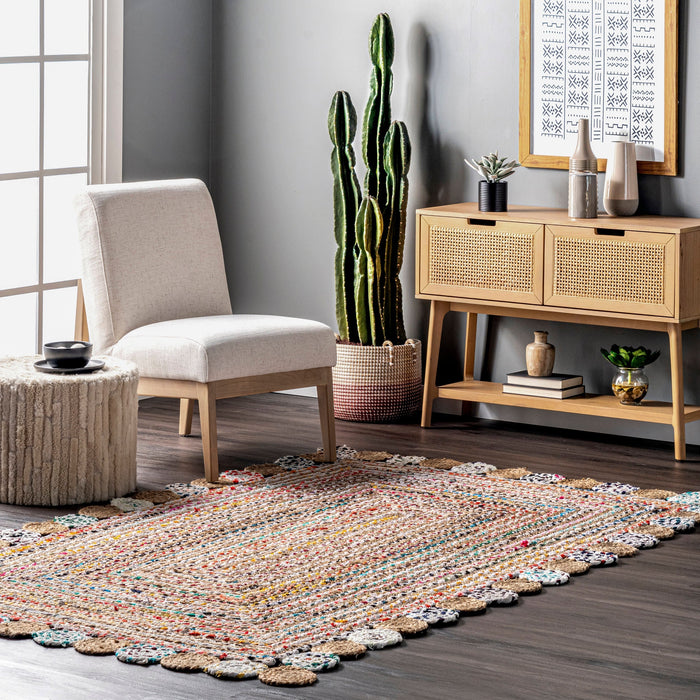 Jute Rainbow Area Rug 120 cm Ivory Color
