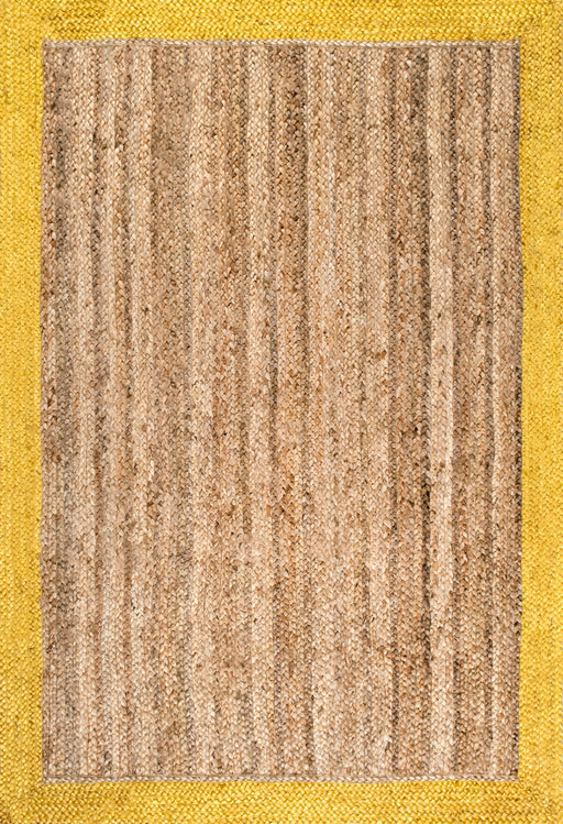 Jute Rug with Simple Border in Gold Color 150 cm