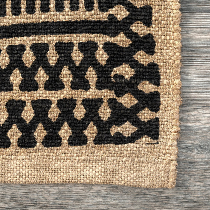 Jute Striped Area Rug 120x180 cm Natural Fiber