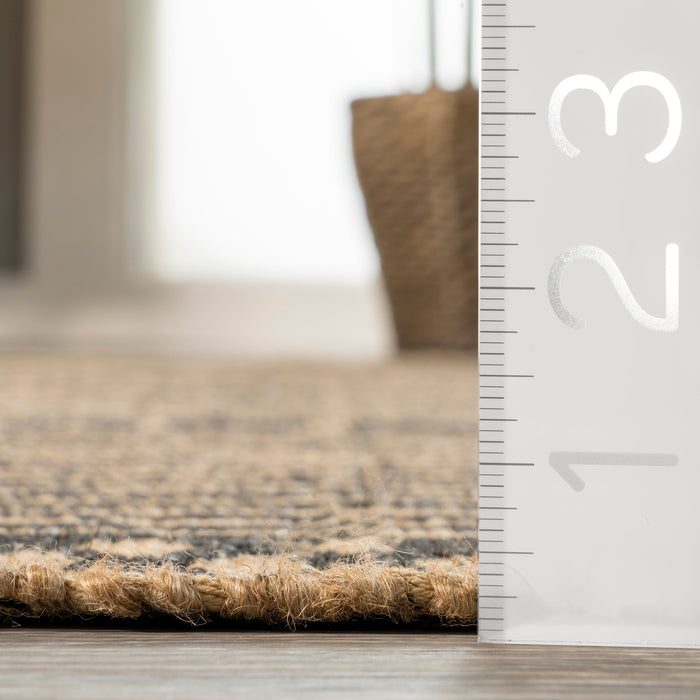 Jute Striped Area Rug 120x180 cm Natural Fiber