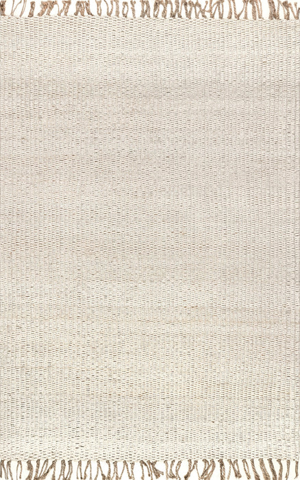 Jute Tassel Area Rug 100% Natural Fiber Off White 150x90 cm
