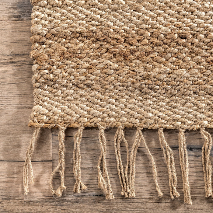 Jute Tassel Area Rug 100% Natural Fiber Tan 120x180 cm