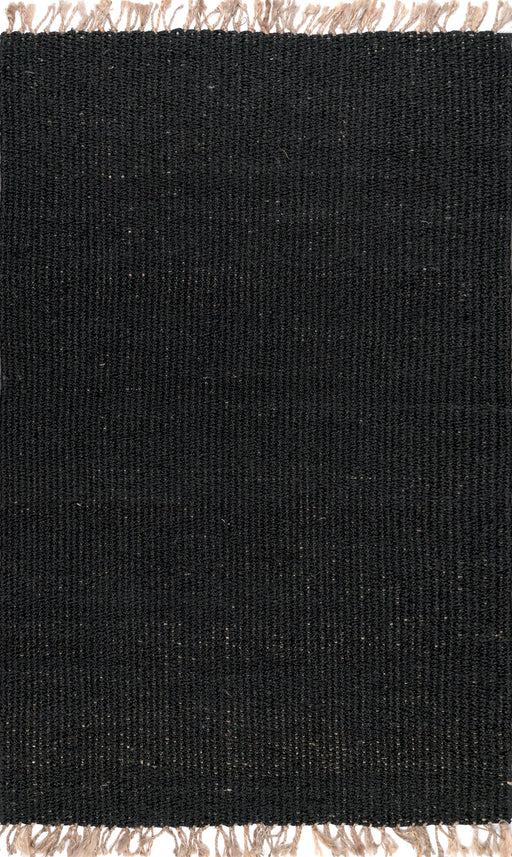 Jute Tassel Area Rug in Black for Home Decor