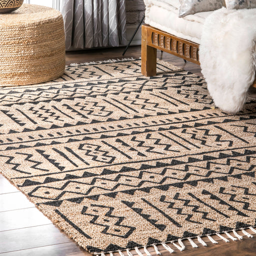 Jute Tasseled Area Rug 140 cm Natural Design