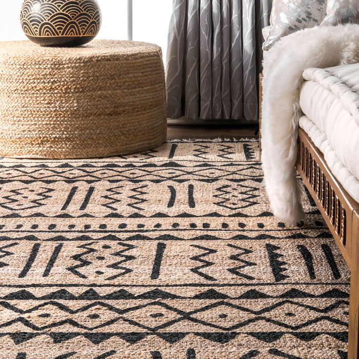 Jute Tasseled Area Rug 140 cm Natural Design