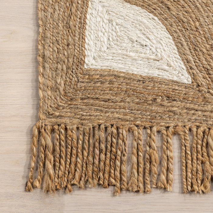 Jute Tasseled Area Rug 152cm Handwoven Natural Design