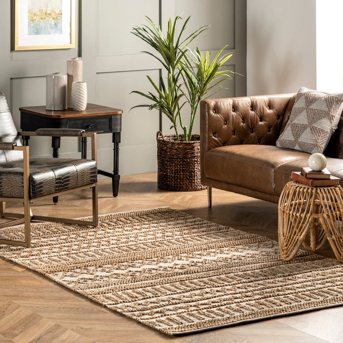 Jute Textured Area Rug 120x180 cm Natural Handmade Design
