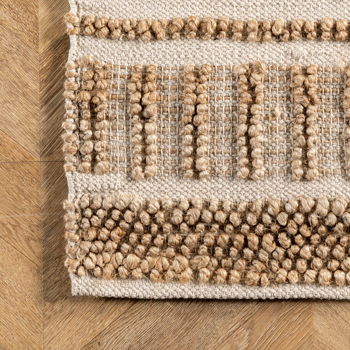 Jute Textured Area Rug 120x180 cm Natural Handmade Design