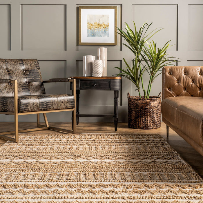 Jute Textured Area Rug 120x180 cm Natural Handmade Design