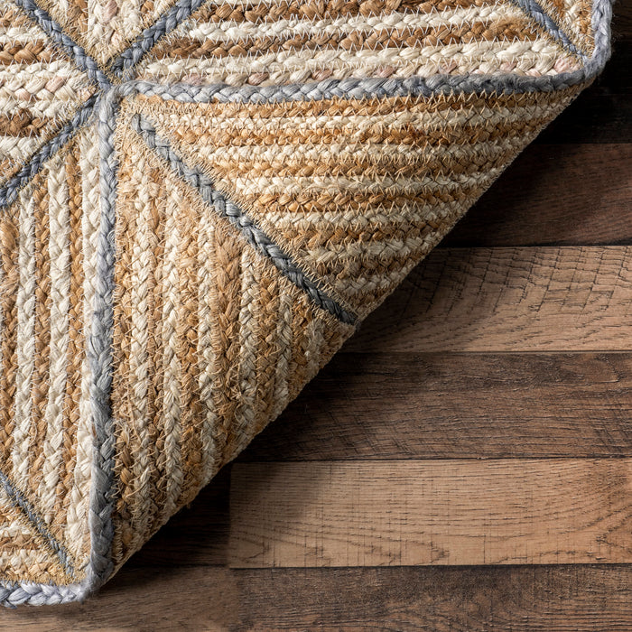 Jute Textured Geometric Rug 152 Cm Natural