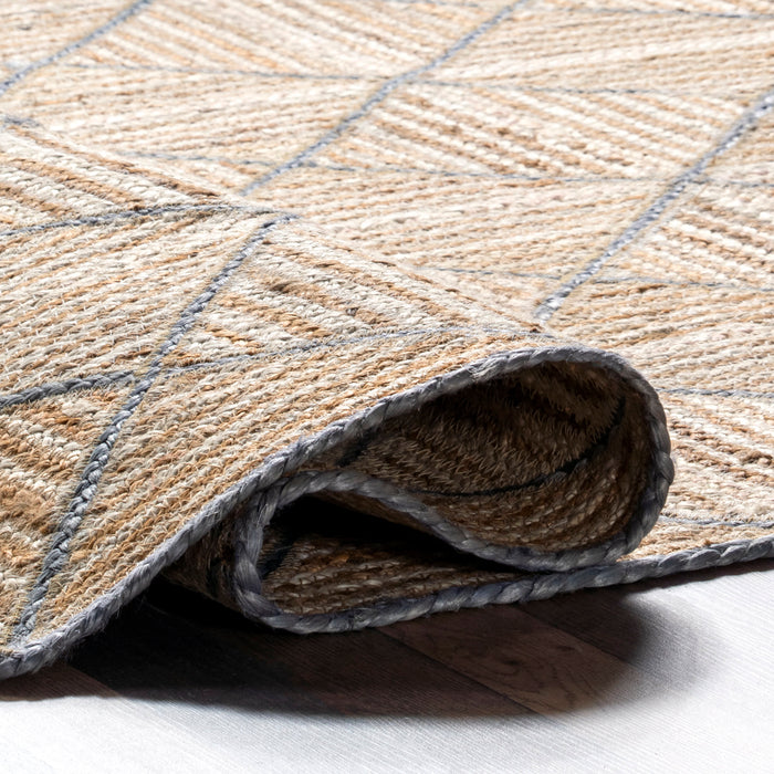 Jute Textured Geometric Rug 152 Cm Natural