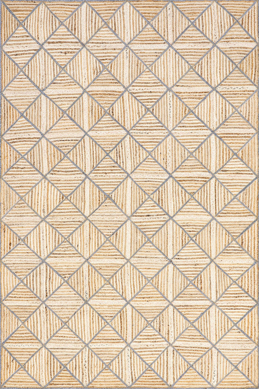 Jute Textured Geometric Rug 152 Cm Natural