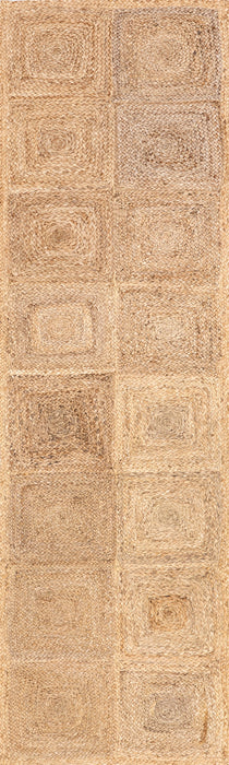 Jute Tiled Area Rug 152x244 cm Natural Fiber