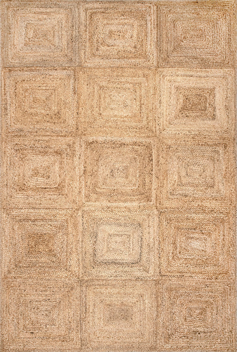 Jute Tiled Area Rug Natural Soft Texture 120x180 cm