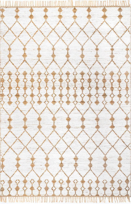 Jute Trellis Area Rug 120 cm x 180 cm Natural Design