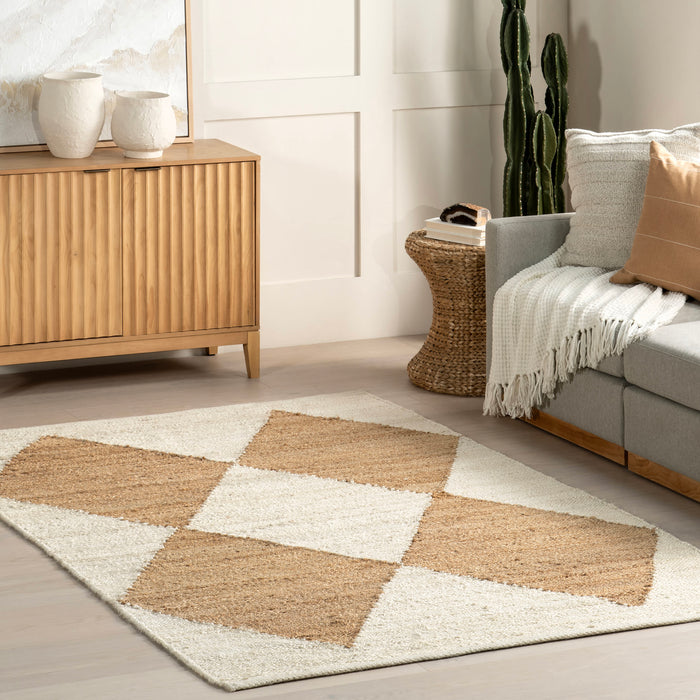 Jute Trellis Area Rug 120x180 Cm Ivory
