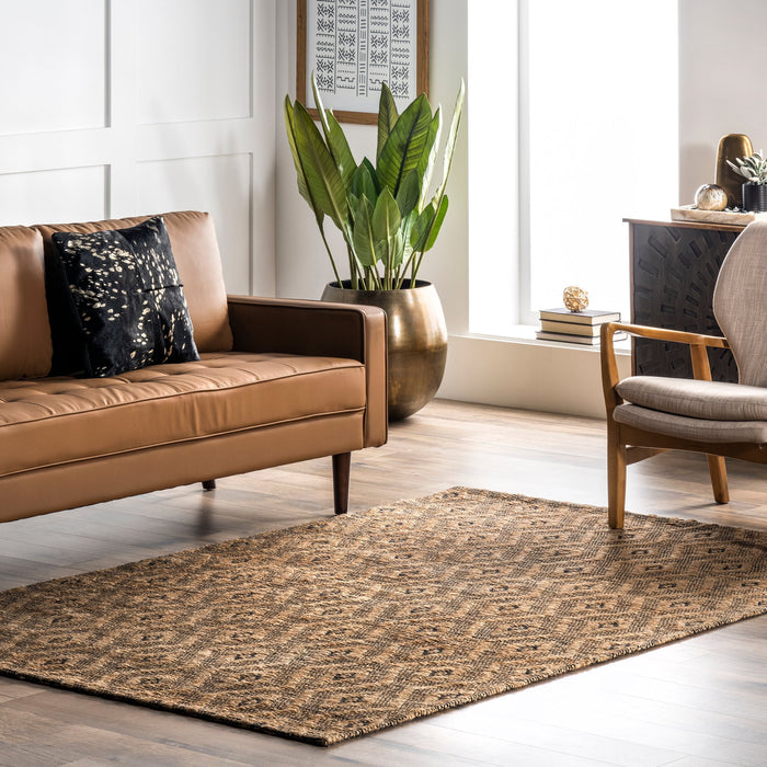 Jute Trellis Area Rug 120x180 cm Natural Finish