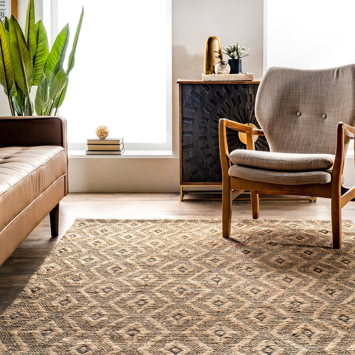 Jute Trellis Area Rug 120x180 cm Natural Finish