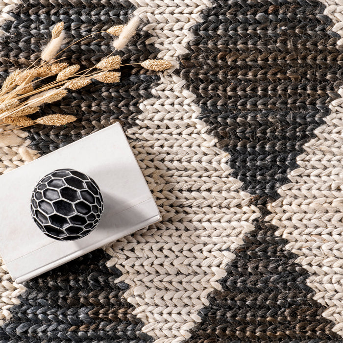 Jute Trellis Area Rug 140x200 cm Charcoal