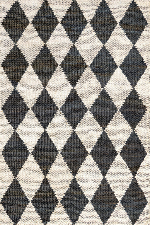 Jute Trellis Area Rug 140x200 cm Charcoal