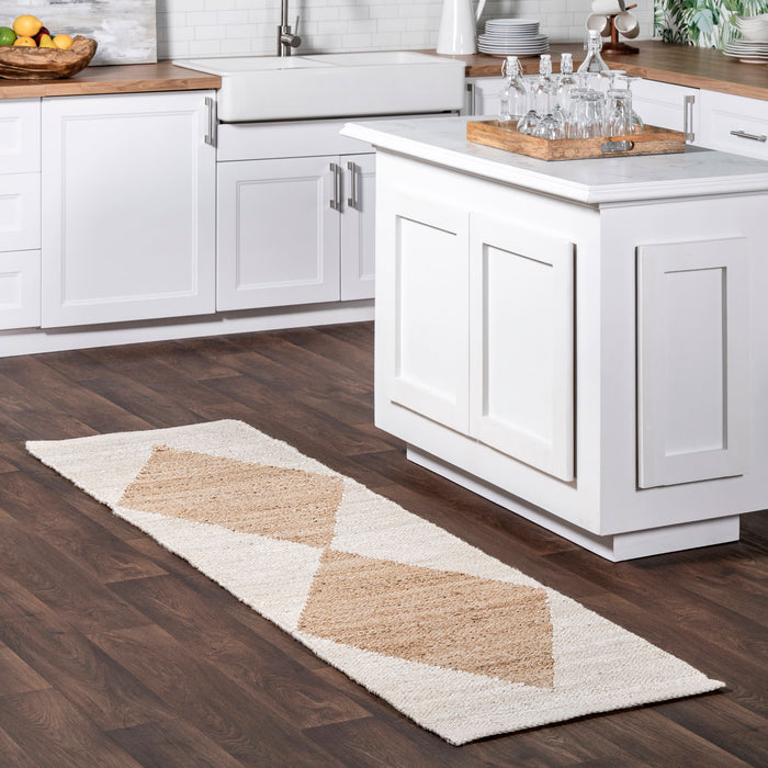 Jute Trellis Area Rug 150 cm Ivory