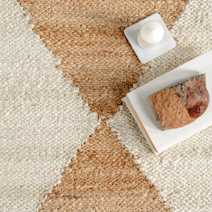 Jute Trellis Area Rug 150 cm Ivory