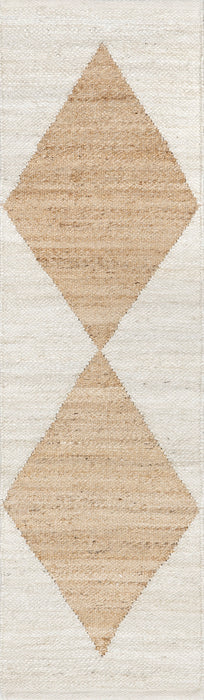 Jute Trellis Area Rug 150 cm Ivory