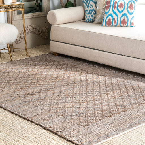 Jute Trellis Area Rug 150cm Brown