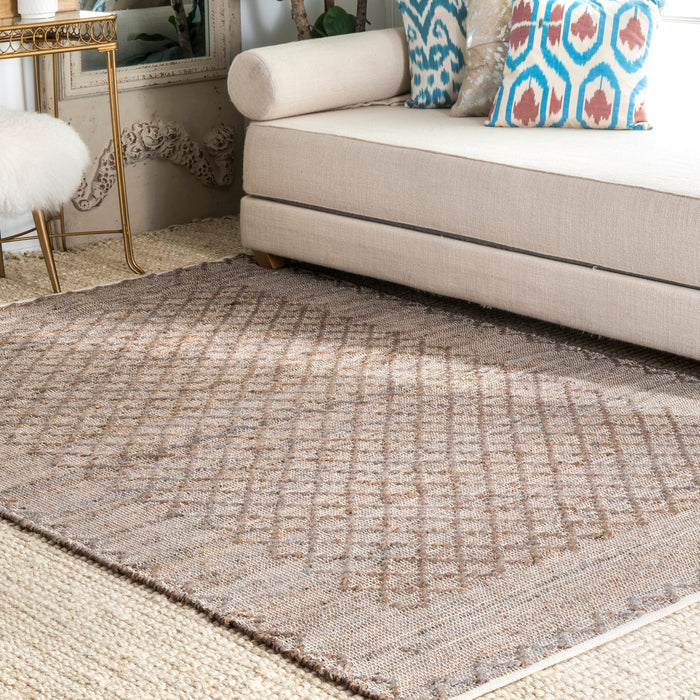 Jute Trellis Area Rug 150cm Brown