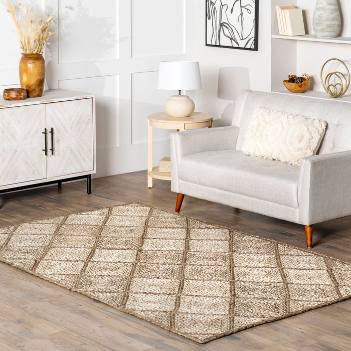 Jute Trellis Area Rug 160x230 cm Natural Design