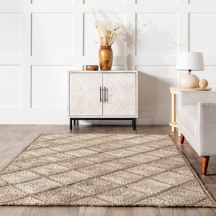 Jute Trellis Area Rug 160x230 cm Natural Design