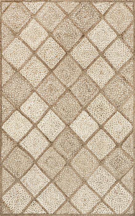 Jute Trellis Area Rug 160x230 cm Natural Design