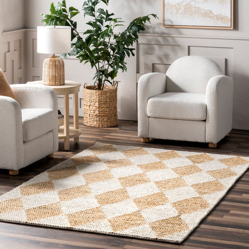 Jute Trellis Area Rug Natural Design for Home Decor
