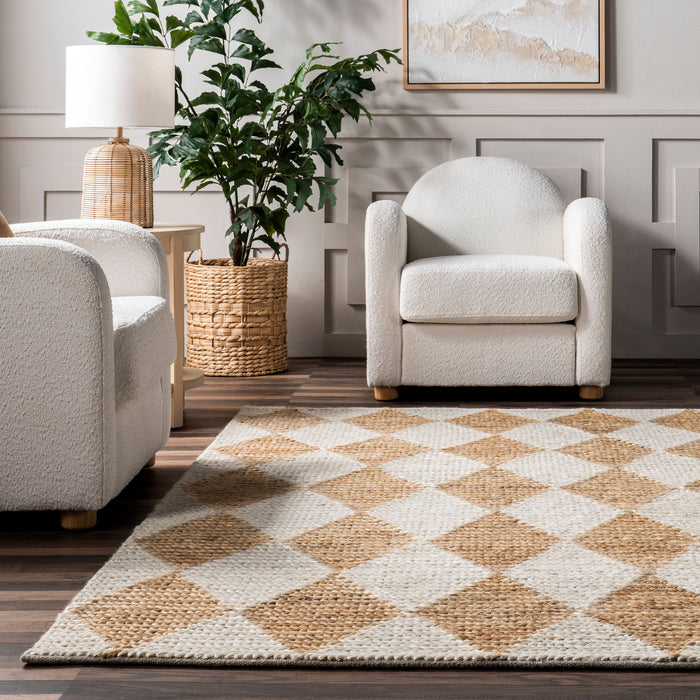 Jute Trellis Area Rug Natural Design for Home Decor