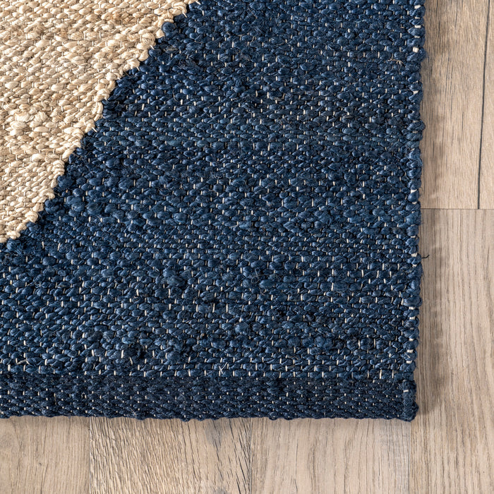 Jute Trellis Area Rug Navy Color 140x200 cm