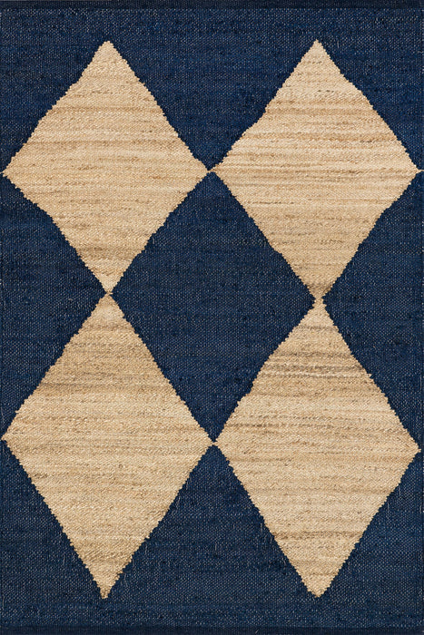 Jute Trellis Area Rug Navy Color 140x200 cm
