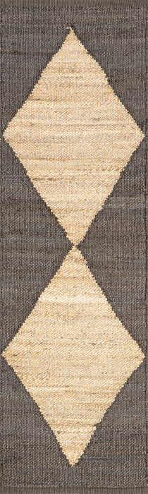 Jute Trellis Rug Black Handmade Natural Fiber 152x244 cm