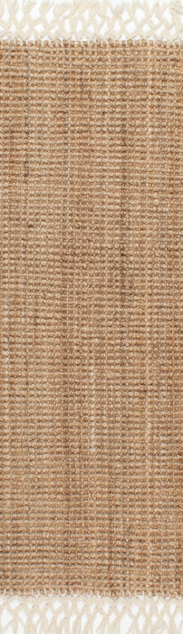 Jute Wool Fringe Area Rug Natural 90x150 cm