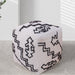 Wool Pouf With Black And White Hand Woven Design