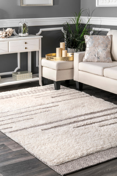 Kaden Diamond Shag Rug 120x180 cm Ivory