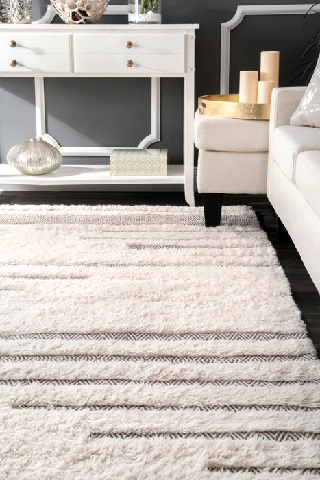 Kaden Diamond Shag Rug 120x180 cm Ivory