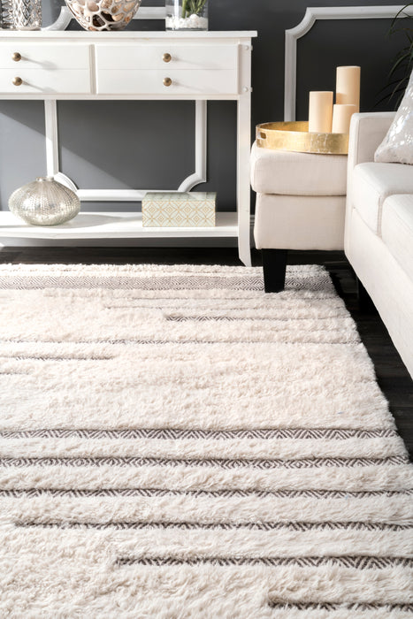 Kaden Diamond Shag Rug 120x180 cm Ivory