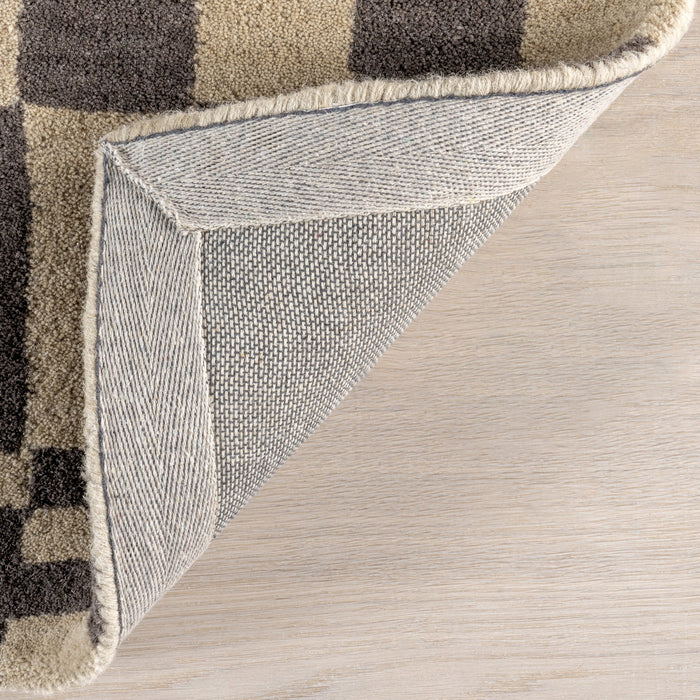 Kai Grey Wool Checkerboard Area Rug