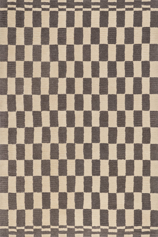 Kai Grey Wool Checkerboard Area Rug