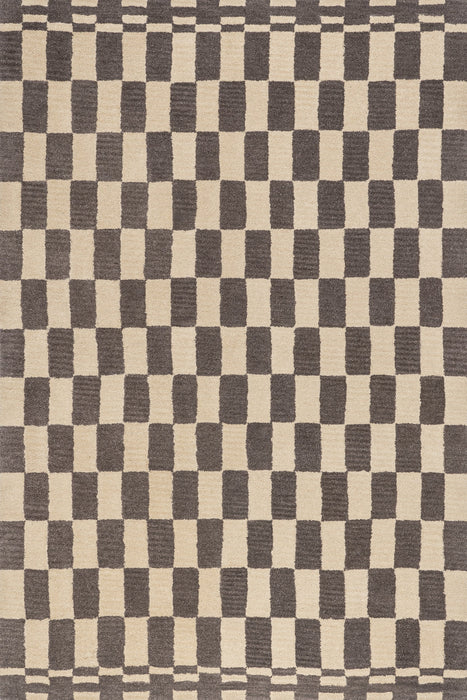 Kai Grey Wool Checkerboard Area Rug